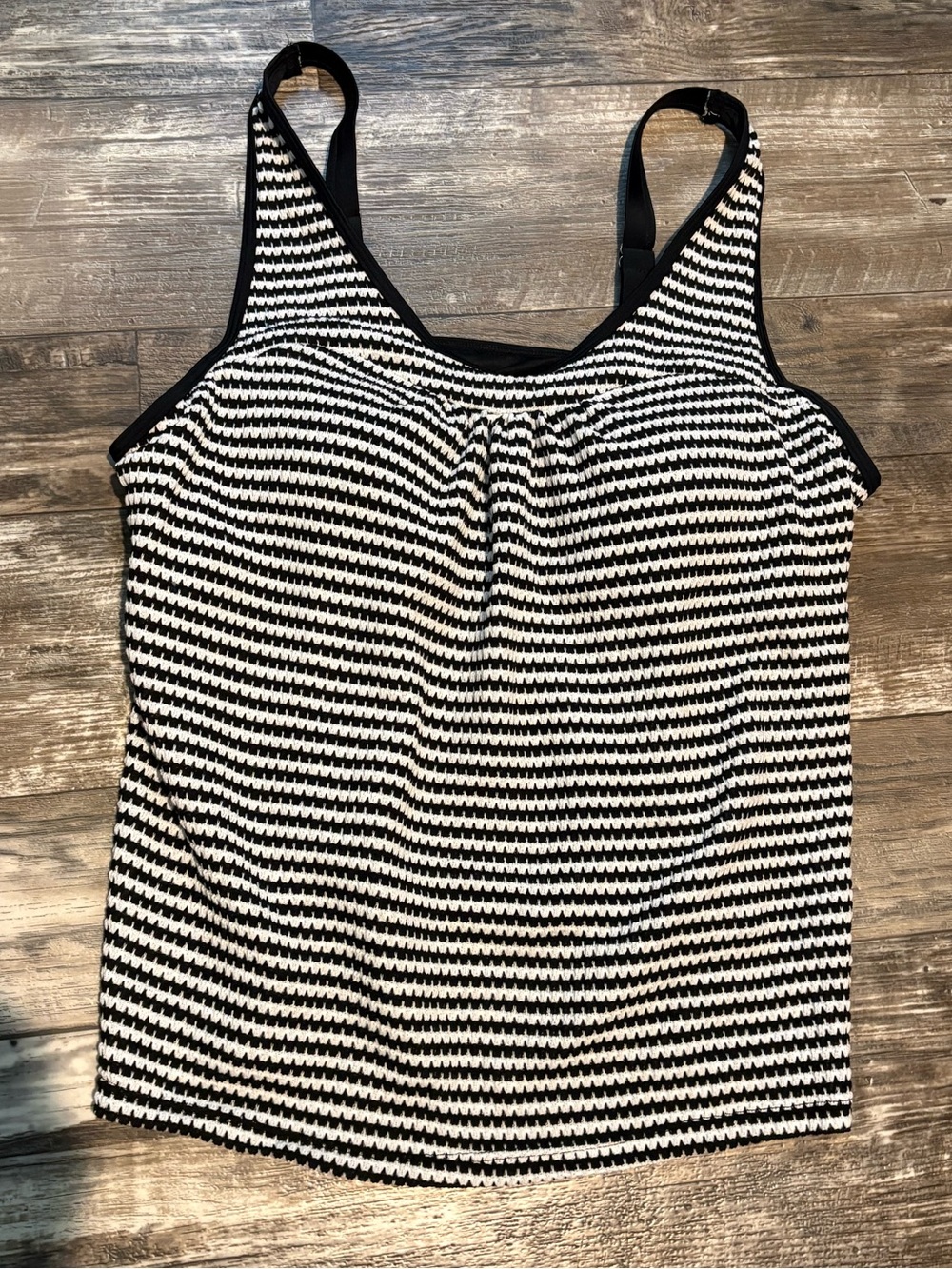 NWOT Modlily Swim Tankini Top Women’s Black and White Striped